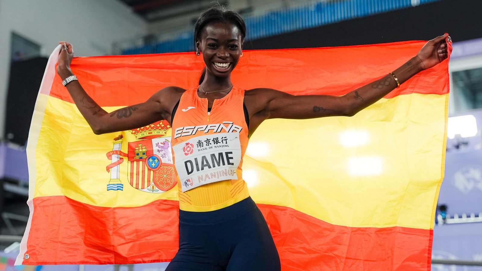 Diame celebra la medalla als Mundials d'atletisme en pista coberta