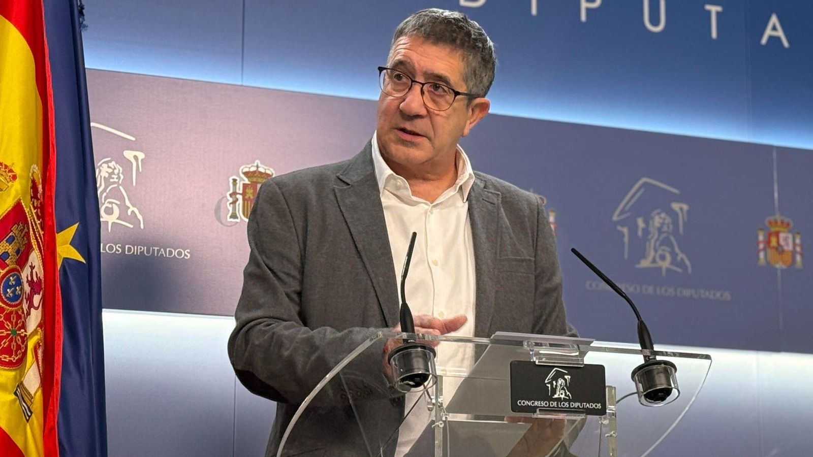 El portaveu del PSOE al Congrés, Patxi López, en la roda de premsa de divendres El portaveu del Psoe al Congrés, Patxi López, en la roda de premsa d'este divendres on va explicar les motivacions de la proposició de llei