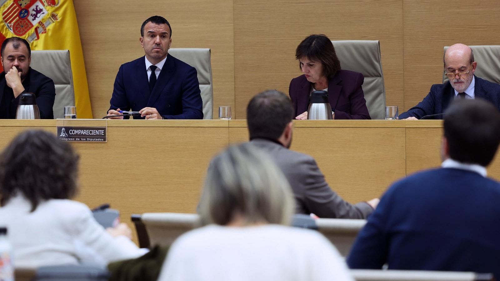 El president de la Diputació de València, Vicente Mompó, durant la seua compareixença en la comissió d’investigació sobre la dana, este dilluns a Madrid