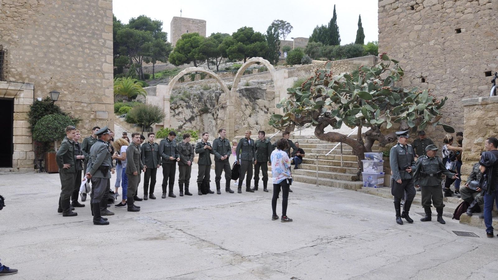 Iimatge del rodatge de la serie 'Dime quien soy' en el castell de Santa Bàrbera en 2019