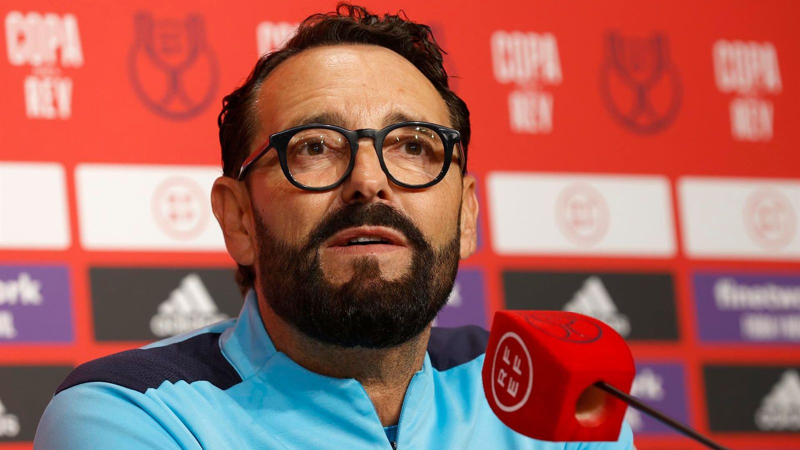 Bordalás, durant la roda de premsa prèvia a la final de Copa