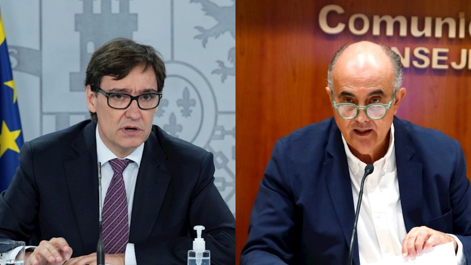 El ministre de Sanitat, Salvador Illa, i el viceconseller de Madrid, Antonio Zapatero (Efe)