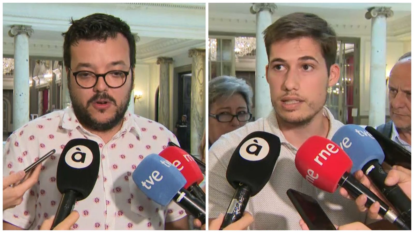 Els membres de la comissió negociadora per Compromís i pel PSPV, Amadeu Mezquida i Borja Sanjuan.