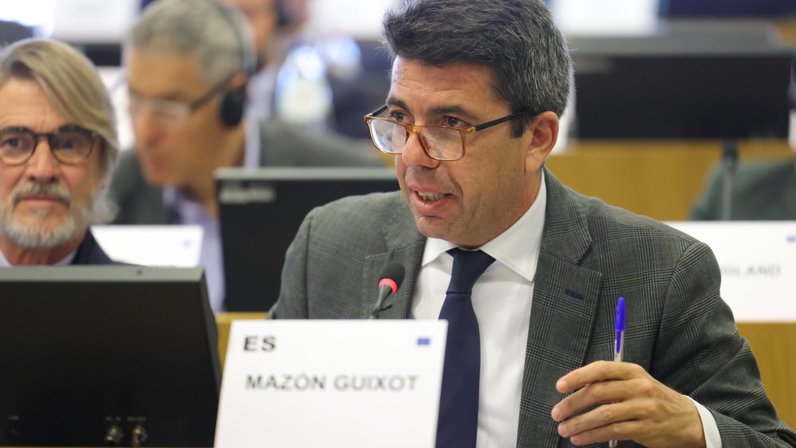 El presdient de la Generalitat, Carlos Mazón, durant la seua intervenció en la comissió Econòmica del Comité de les Regions de la Unió Europea