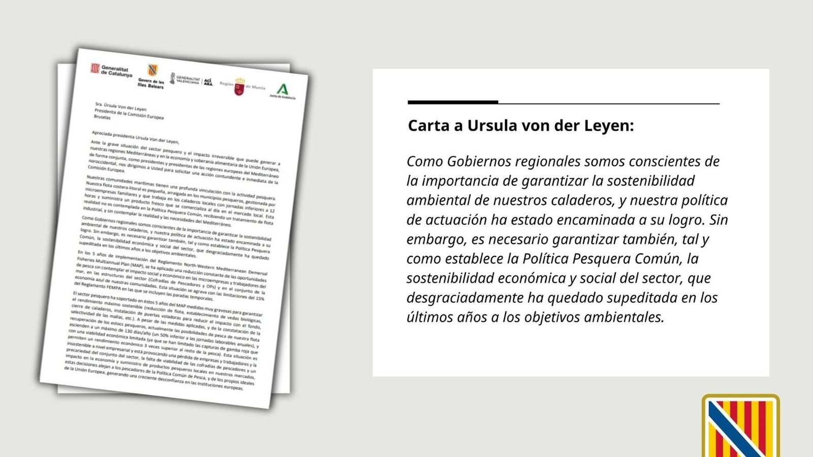 Carta enviada a la Comissió Europea per la Comunitat Valenciana, Catalunya, Múrcia, Andalusia i les illes Balears