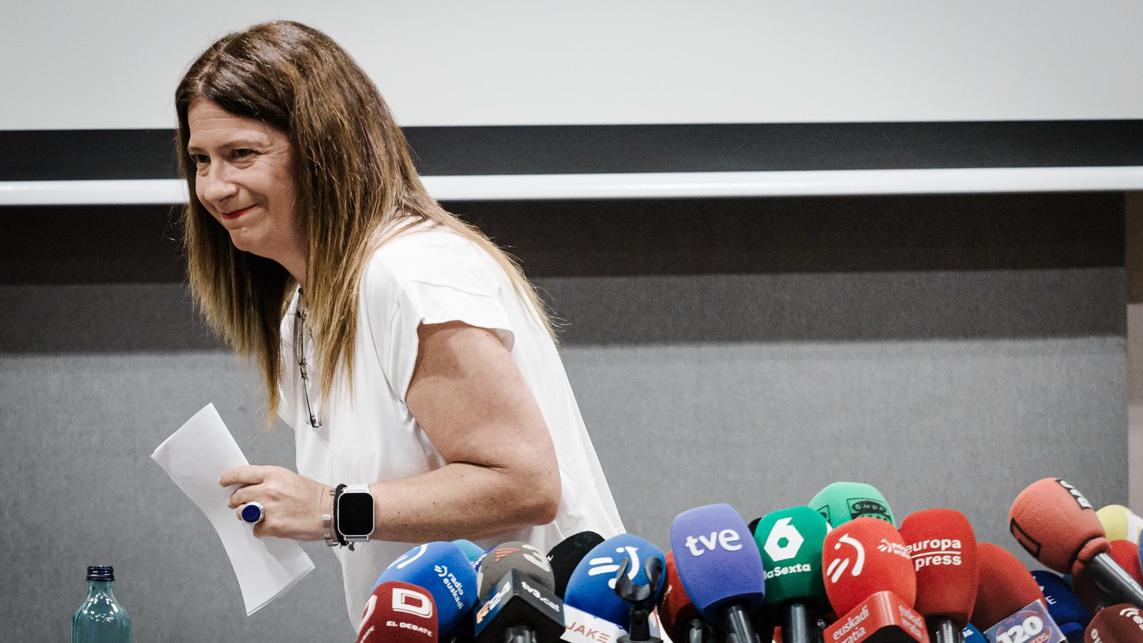 L'exmilitant socialista Leire Díez, el 4 de juny en una roda de premsa a Madrid