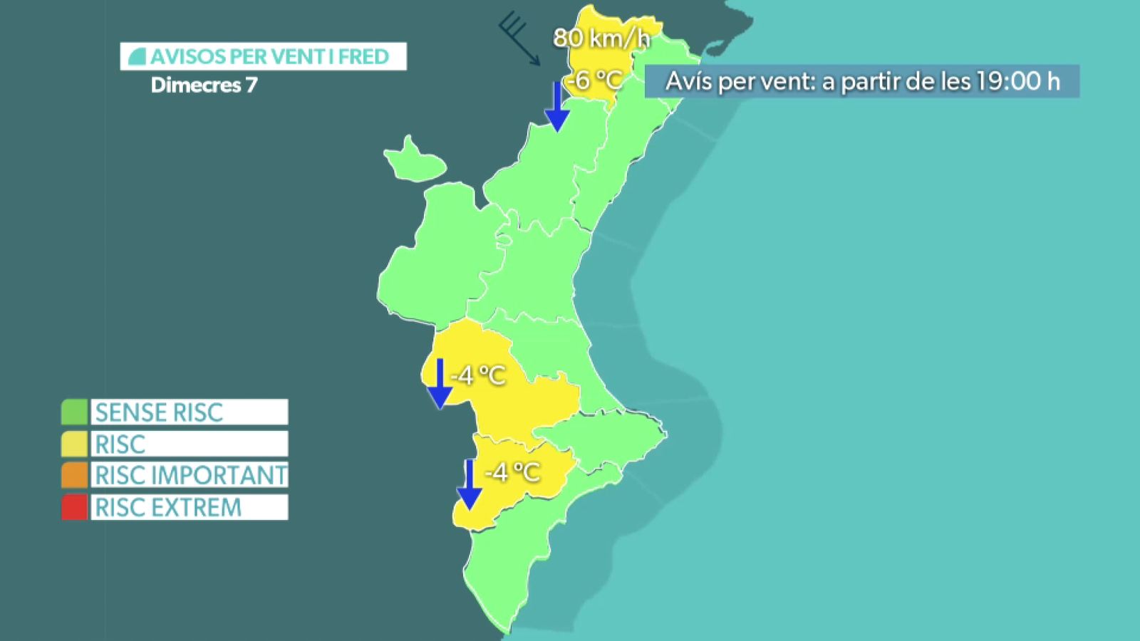 Els avisos actius dimecres 7 de gener