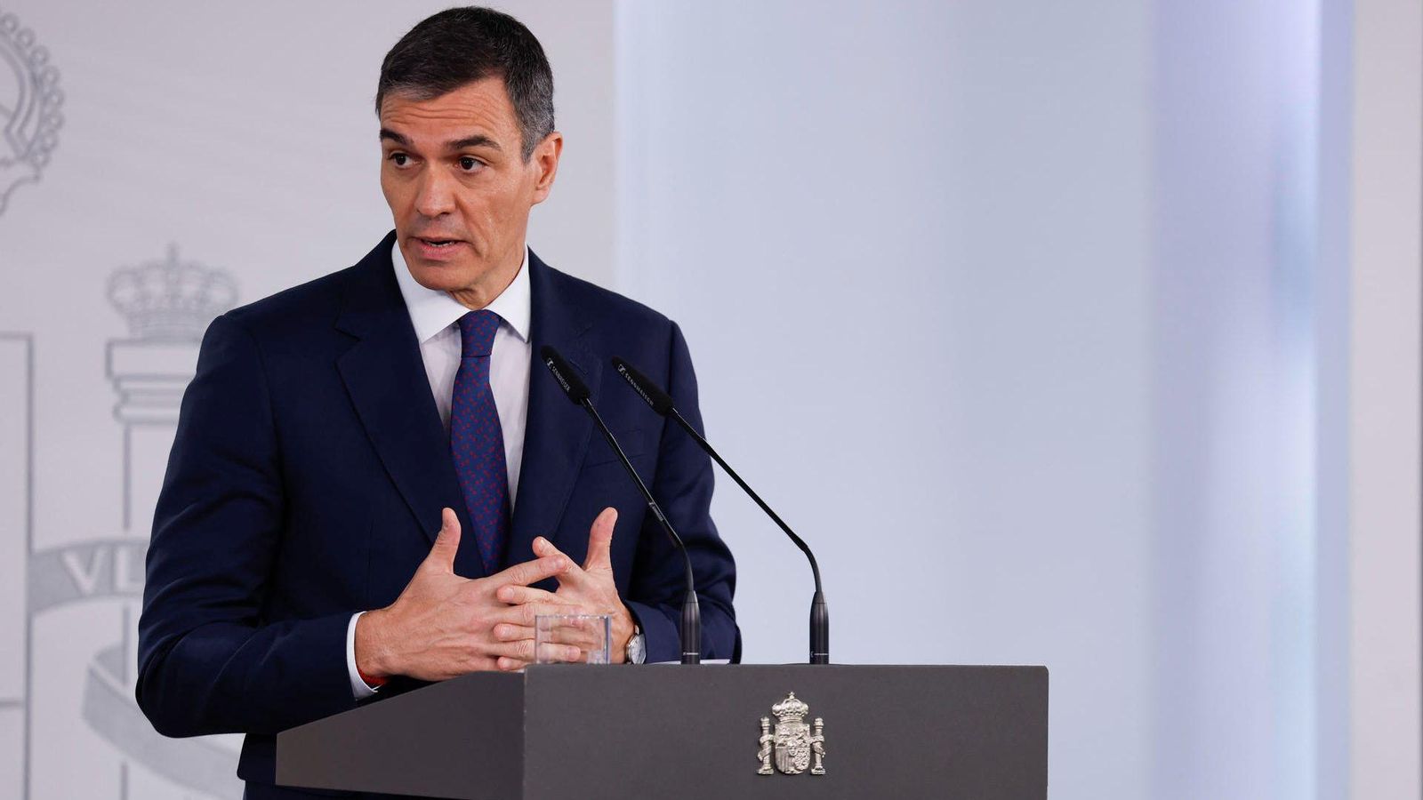 Sánchez en la compareixença d'este dilluns des de la Moncloa