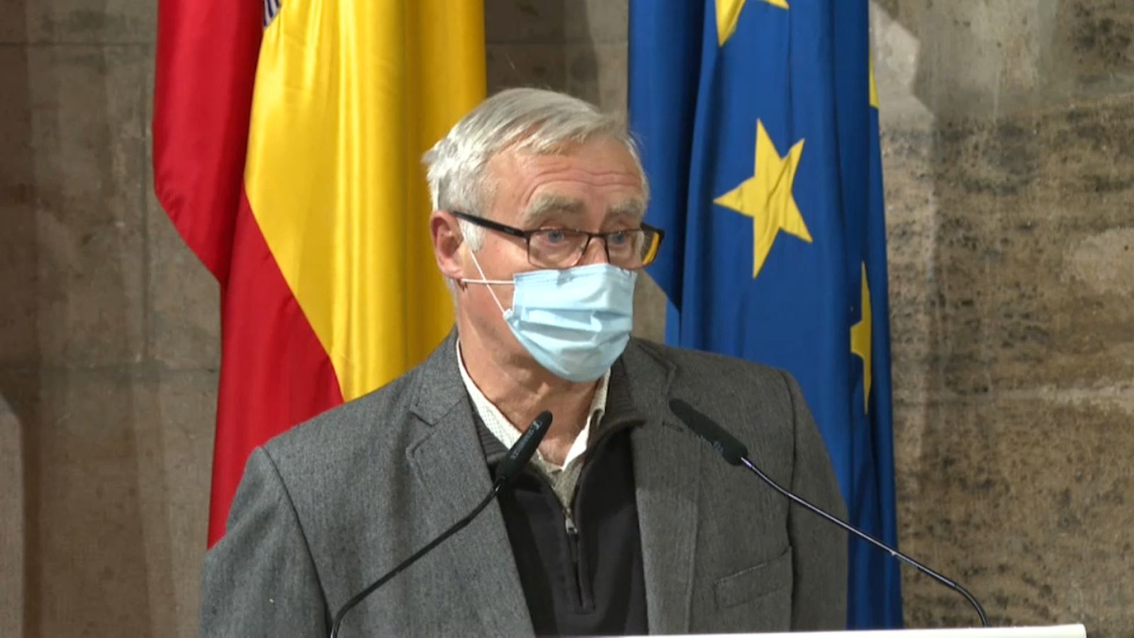 Joan Ribó aquest divendres després de reunir-se amb el president de la Generalitat, Ximo Puig, i el ministre de Transport, José Luis Ábalos.