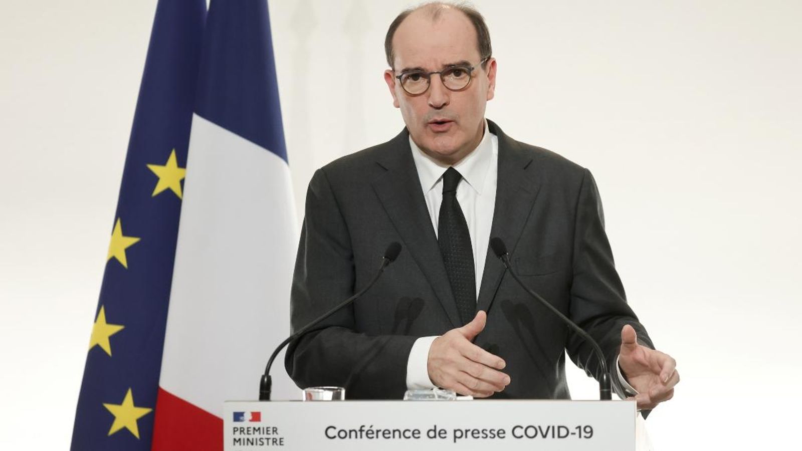 El primer ministre francés, Jean Castex, aquest dijous en una conferència a París, França