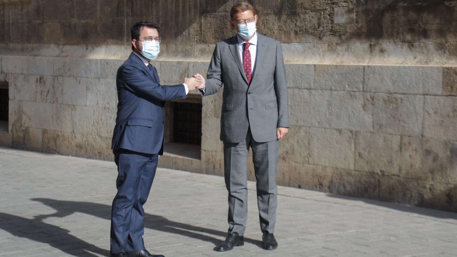 Els presidents de les generalitats Catalunya i la Comunitat Valenciana, aquest dimecres a València