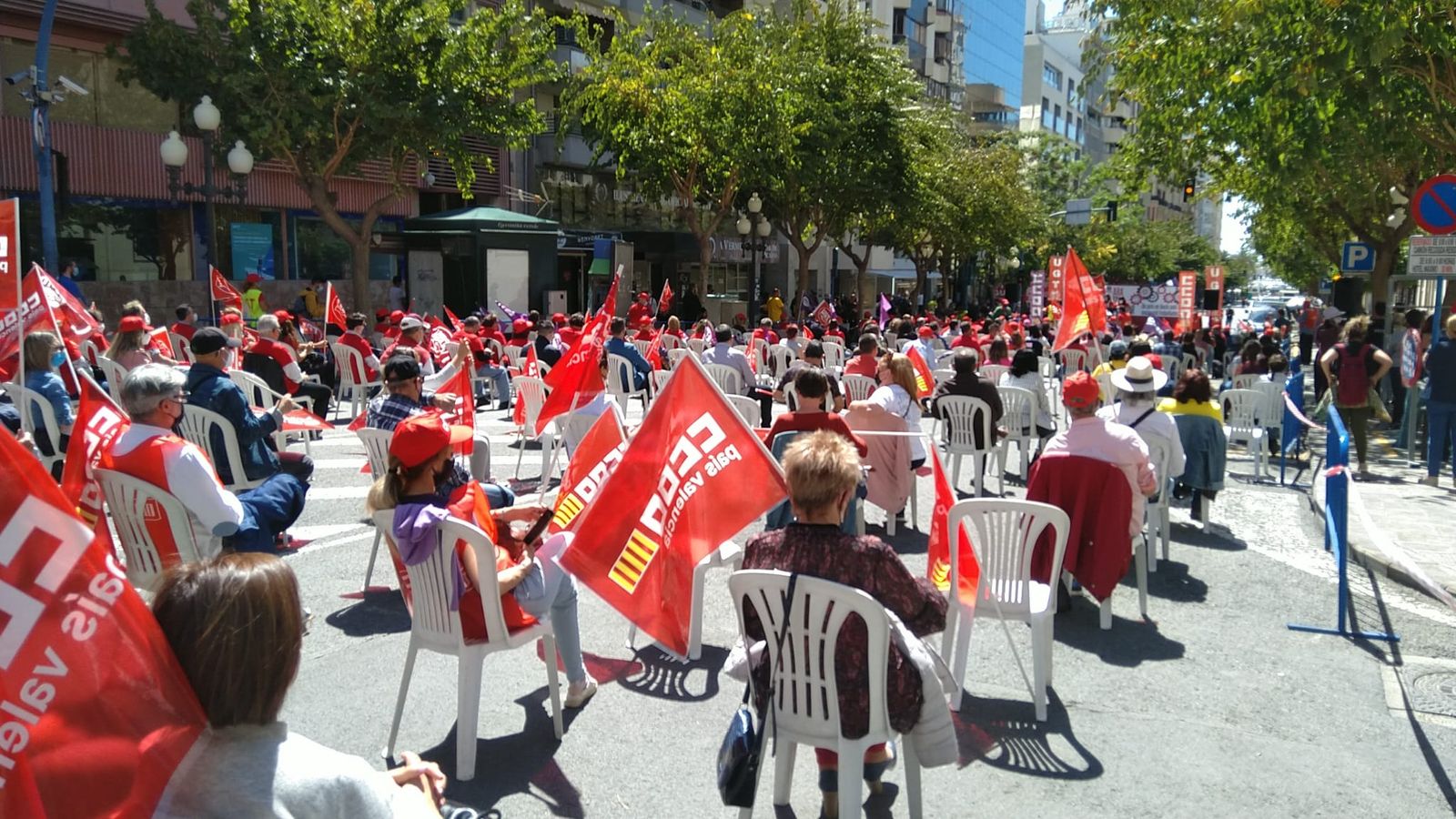 Concentració amb motiu del Dia del Treball a la ciutat d'Alacant