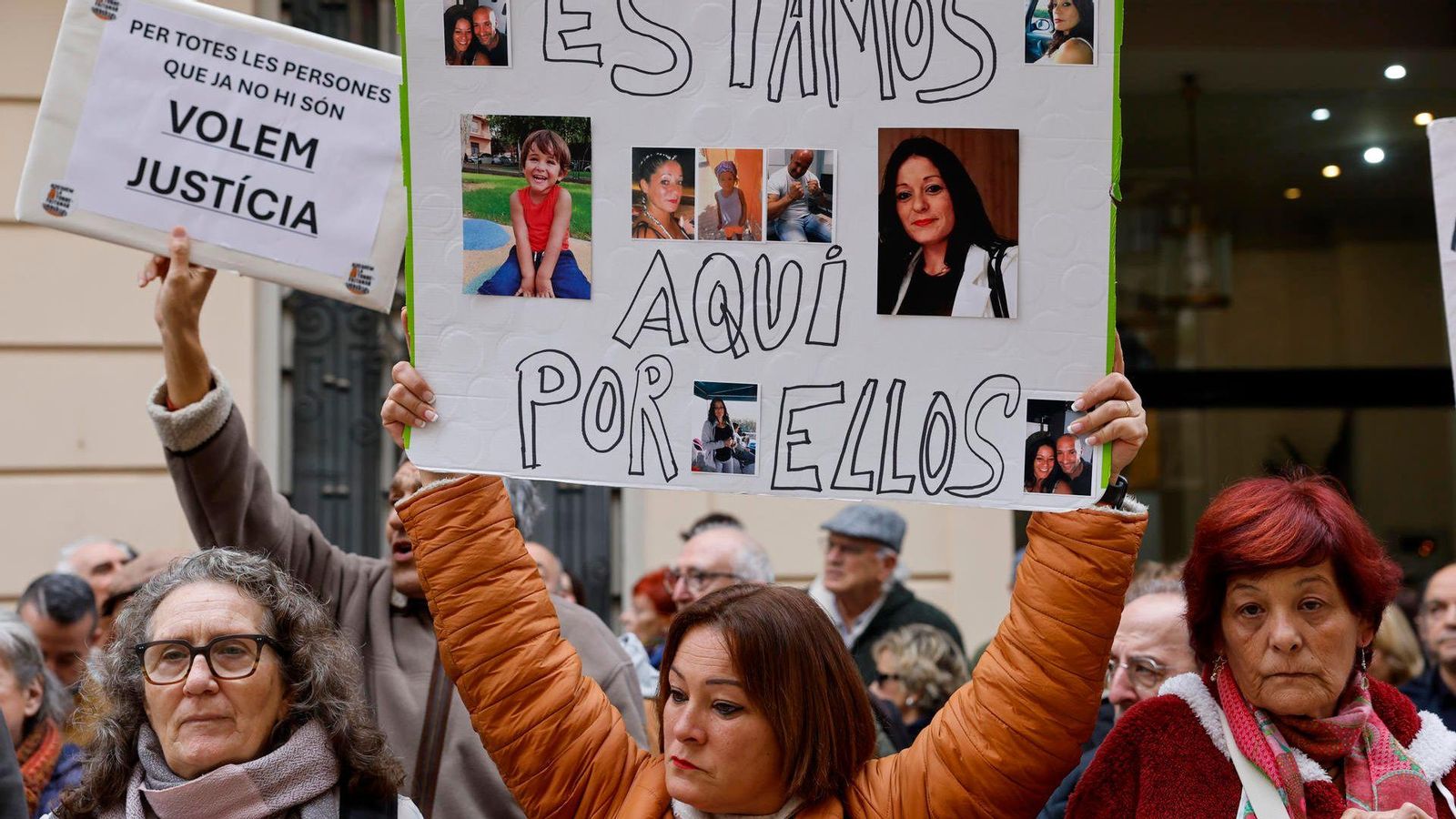 Membres de l'Associació Víctimes de la Dana 29 octubre 2024 protesta a les portes de les Corts el 20 de febrer