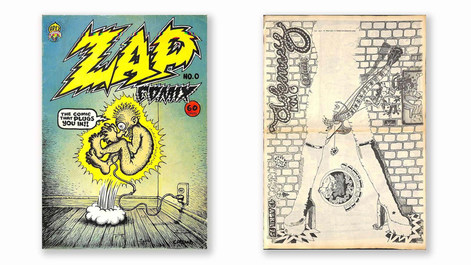 'Zap Comix' núm. 0 de 1968, considerat un dels primers de la generació underground, i 'Ademús Km. 6' de 1975