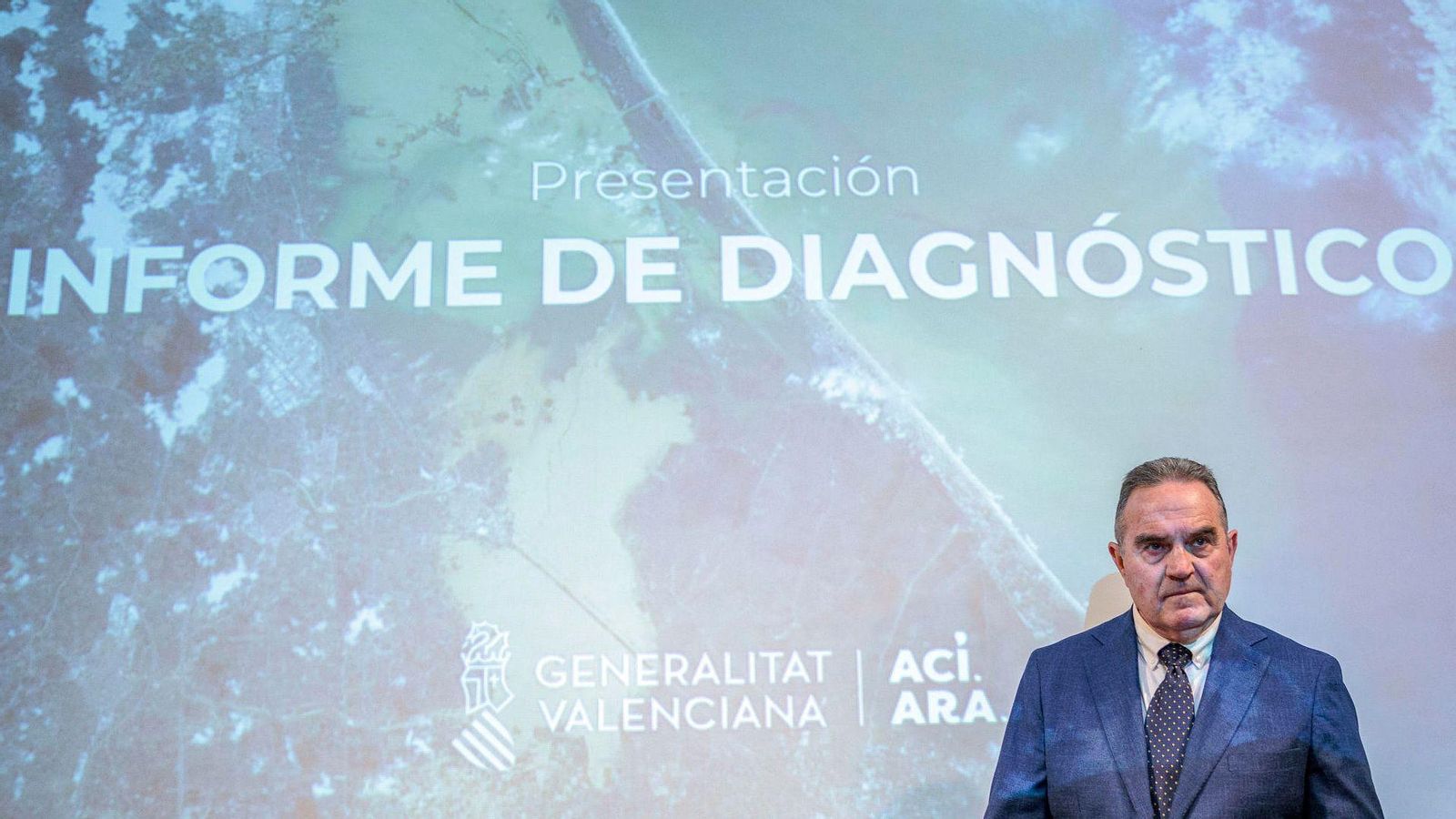 El vicepresident Gan Pampols, este dimecres en la presentació del diagnòstic postdana a la societat civil i els alcaldes