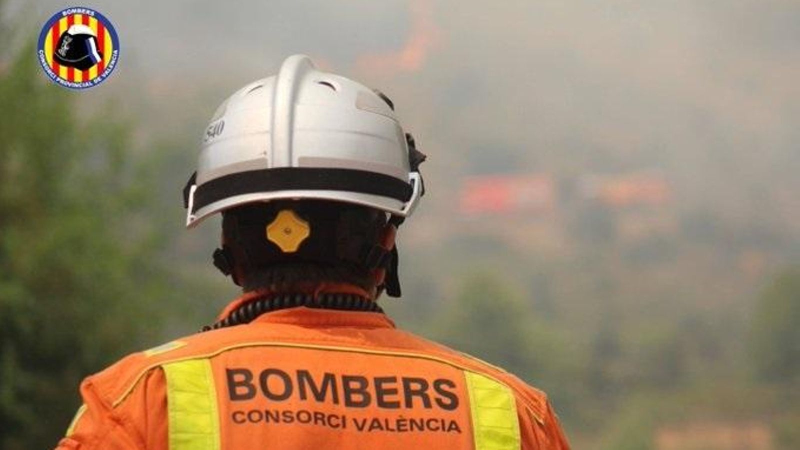 Efectius del Consorci Provincial de Bombers de València treballant en les tasques d'extinció de l'incendi Imatge d'arxiu d'un bomber del Consorci Provincial de Bombers de València
