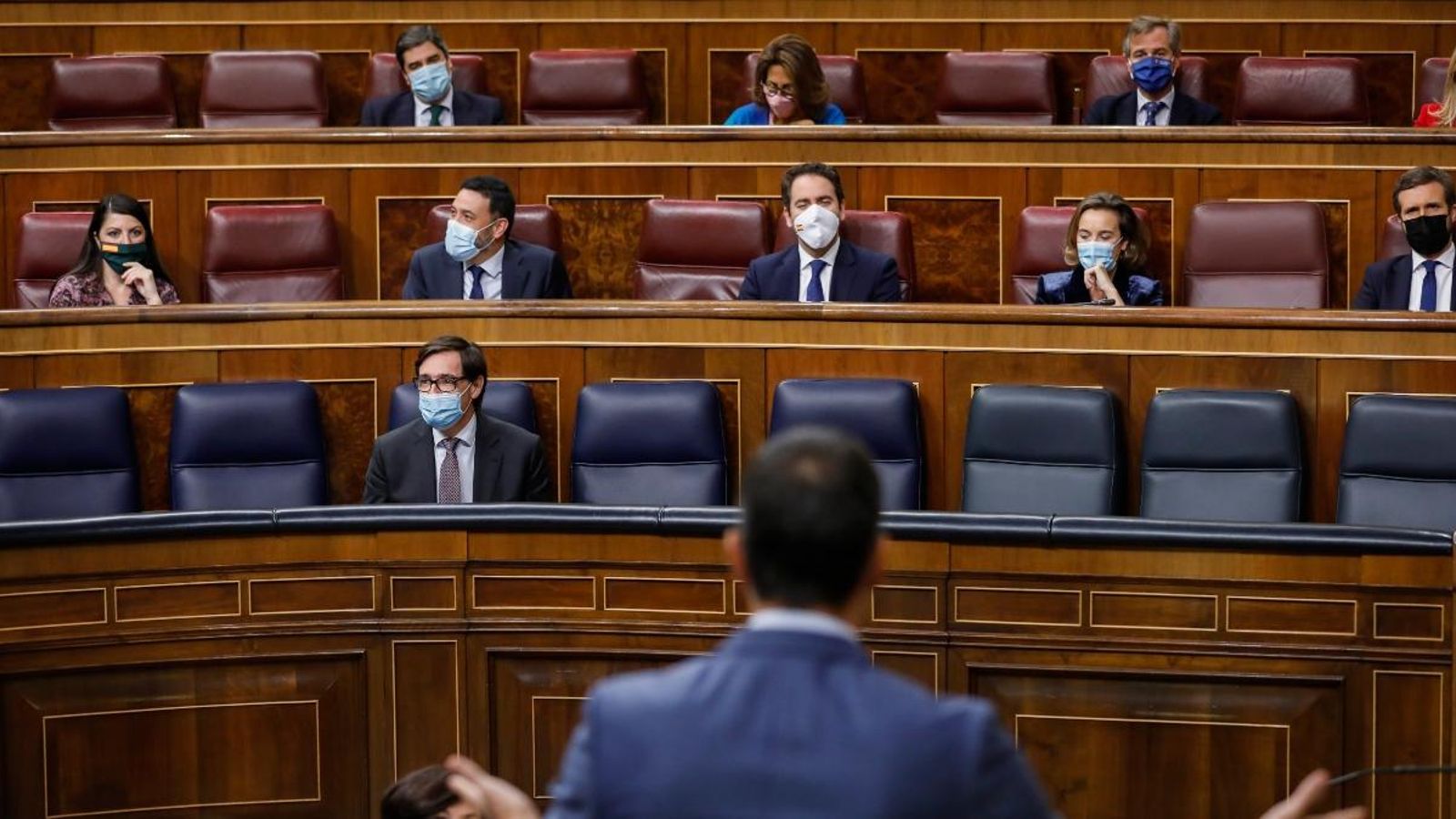 El president del govern, Pedro Sánchez, intervé al Congrés, on l'escolten diversos diputats de Vox, Ciutadans i el PP