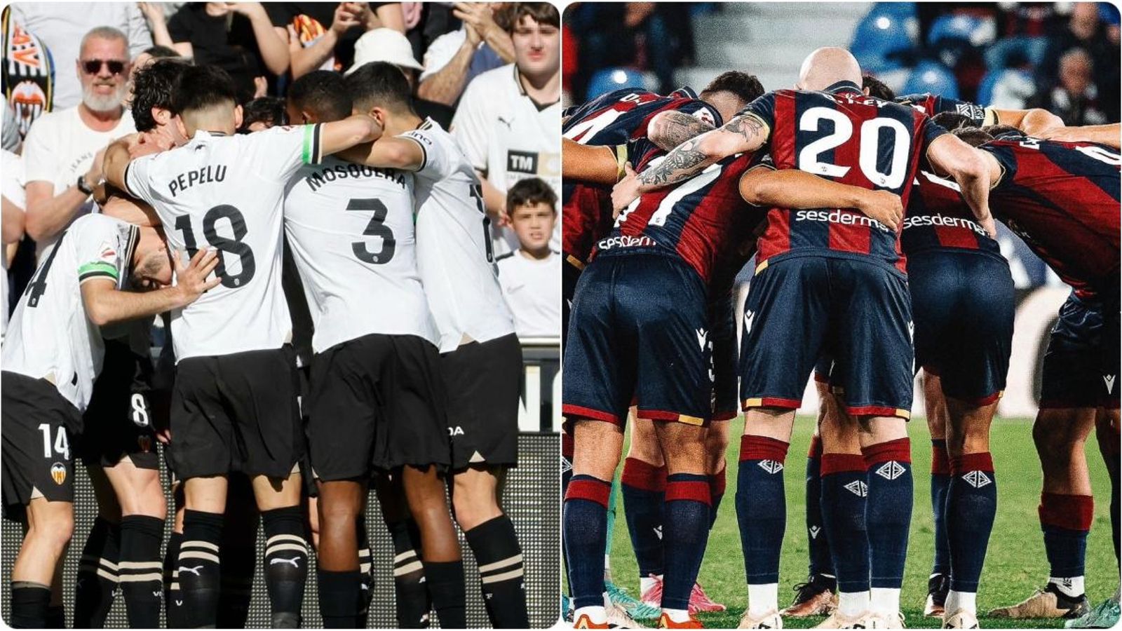 Celebracions de gol del València i del Llevant