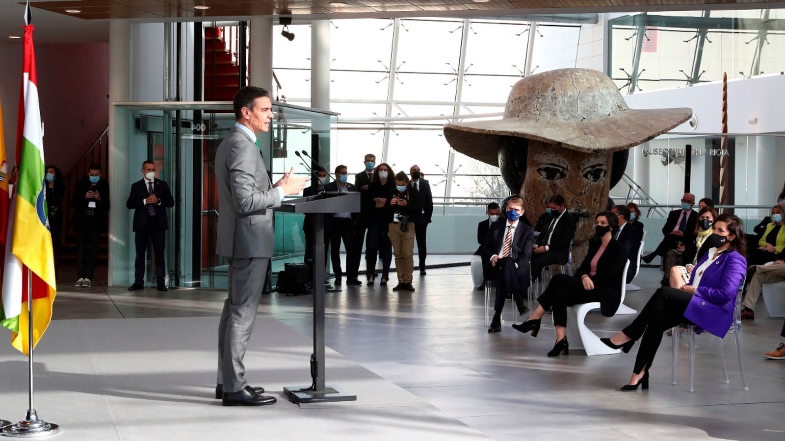 Pedro Sánchez durant la presentació del Pla de Recuperació, Transformació i Resiliència