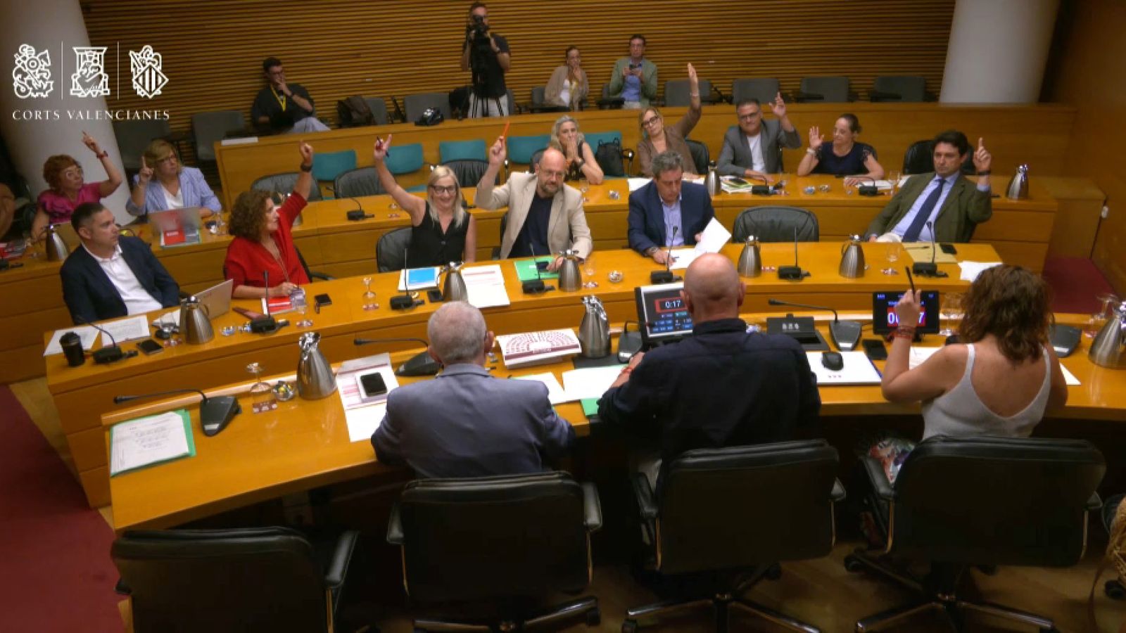 Moment de la votació de l'esmena presentada per Vox que advocava per una reducció dels fons per a l'AVL