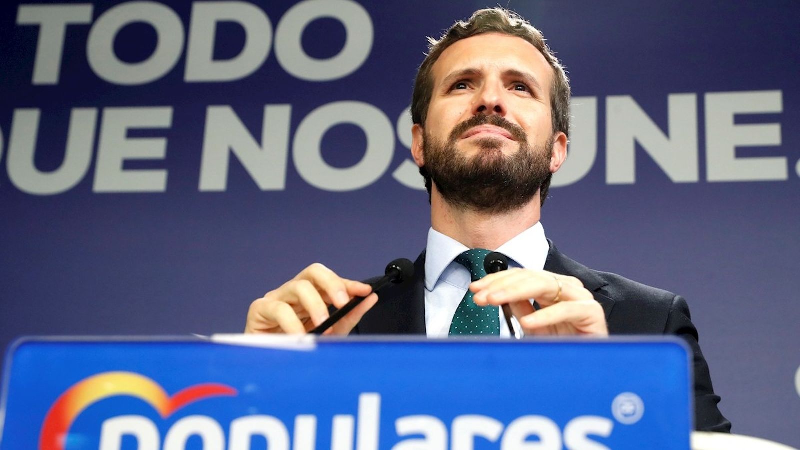 El president del PP, Pablo Casado, en roda de premsa posterior a l'executiva del partit