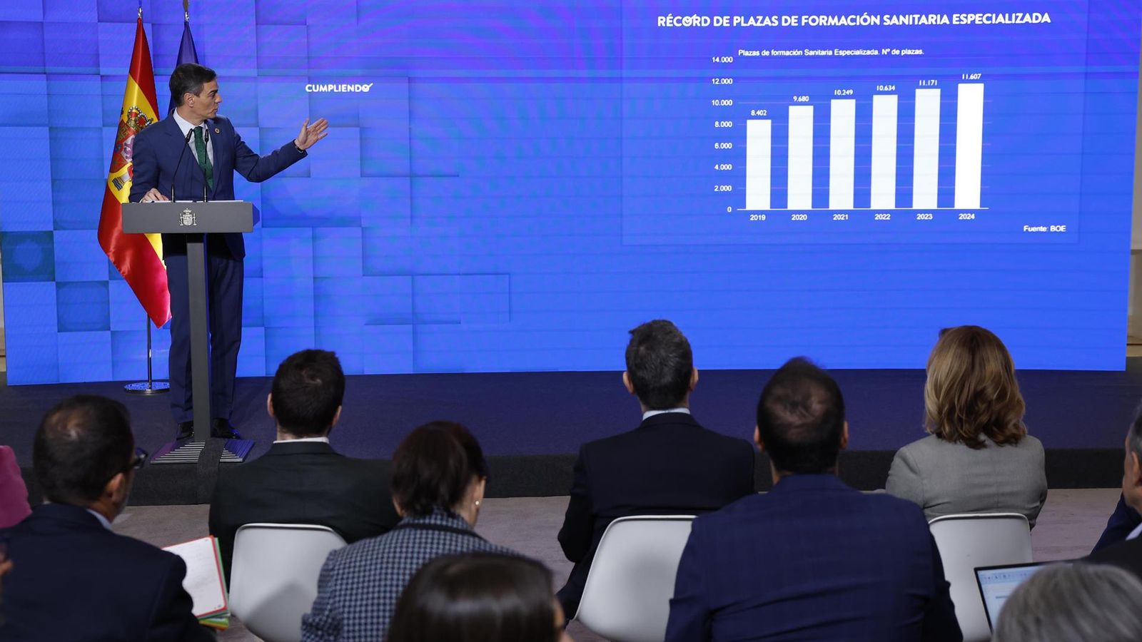 Sánchez, en roda de premsa este dilluns després de presidir el Consell de Ministres