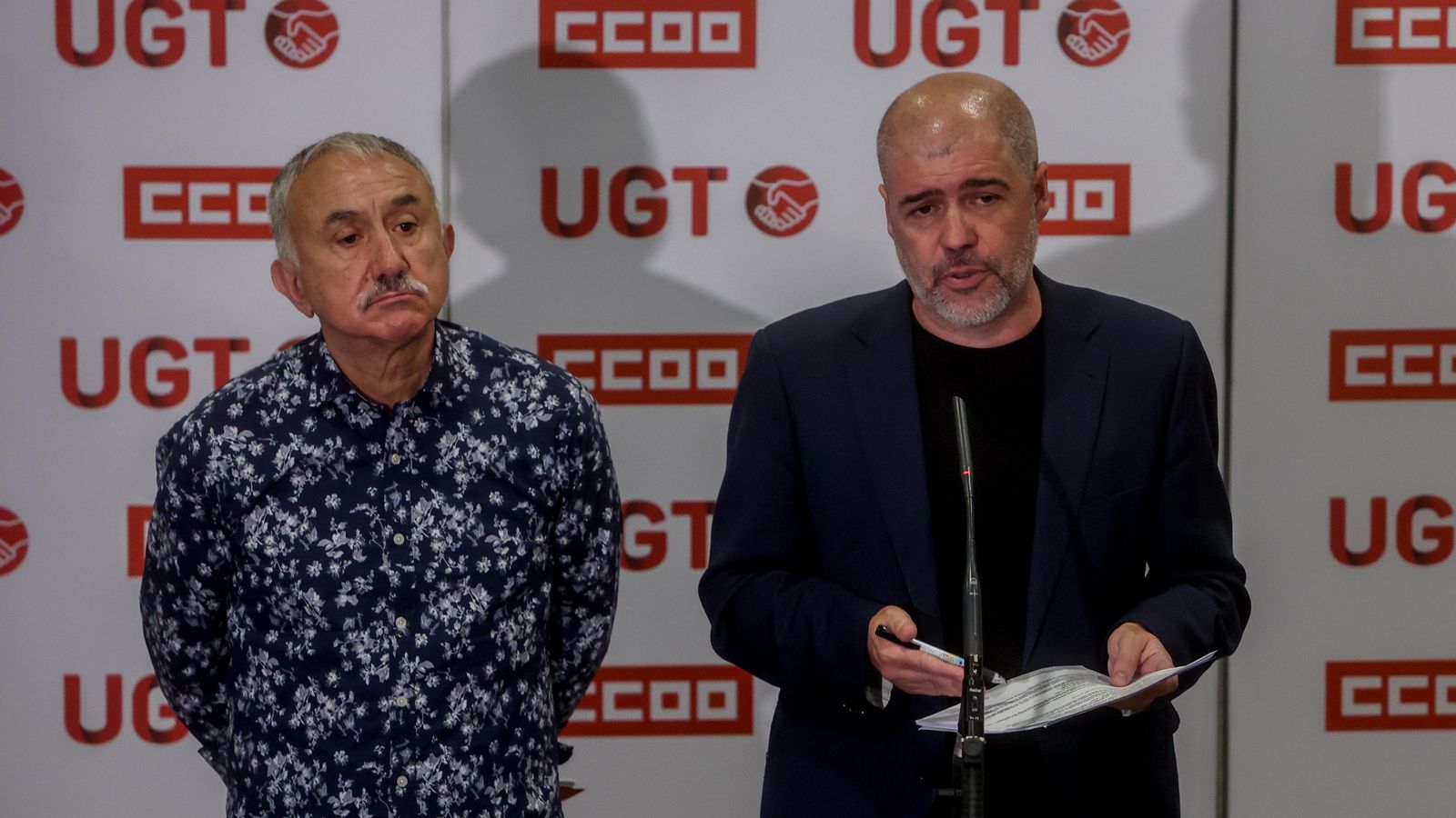 El secretari general de la UGT, Pepe Álvarez i el secretari general de CCOO, Unai Sordo, en una imatge d'arxiu