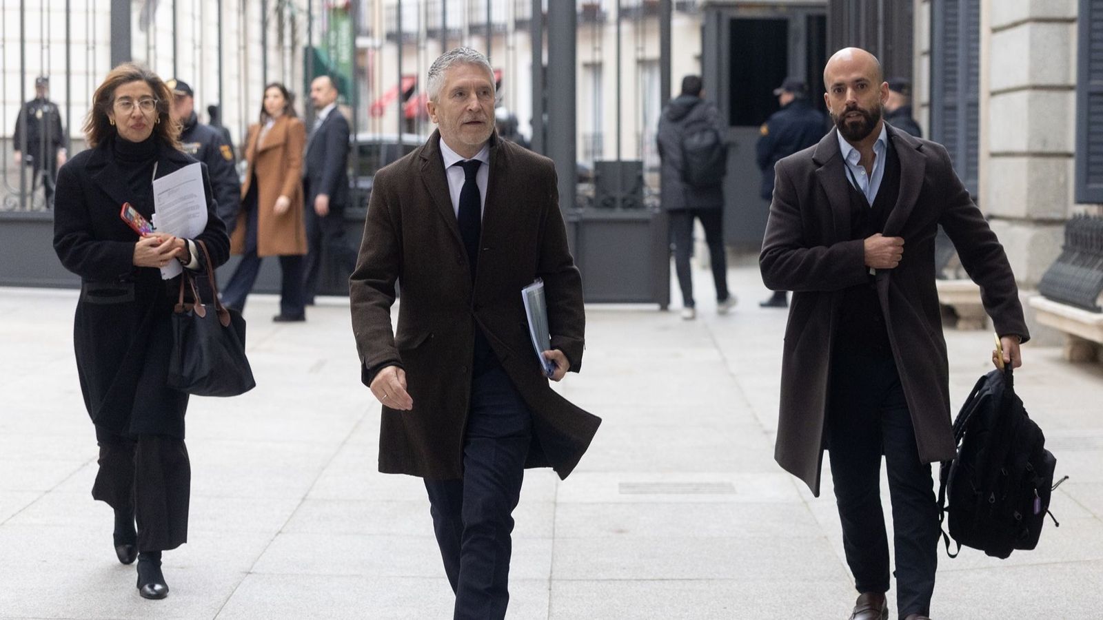 El ministre Marlaska, arribant este dimecres de matí al Congrés