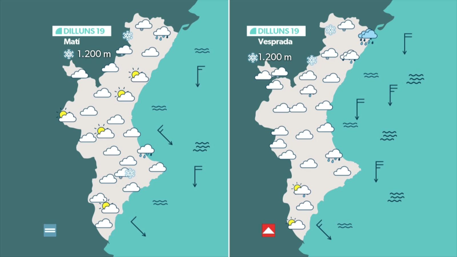 La previsió dilluns 19 de gener
