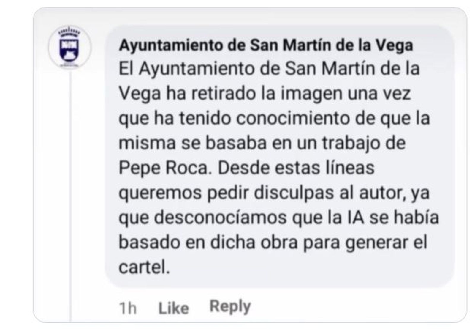 El post de l'Ajuntament de San Martín de la Vega