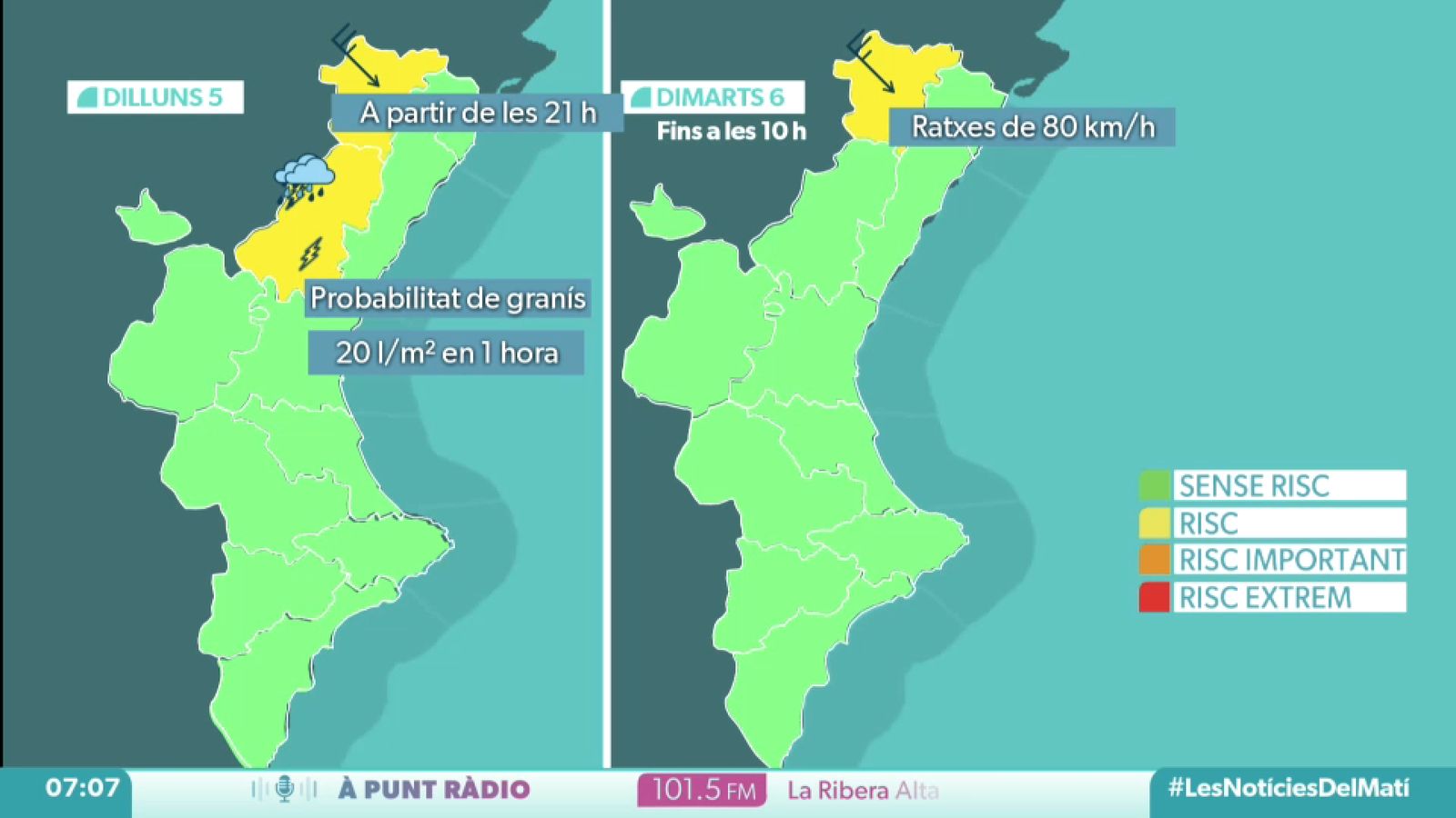 Avís groc per vent a l'interior nord