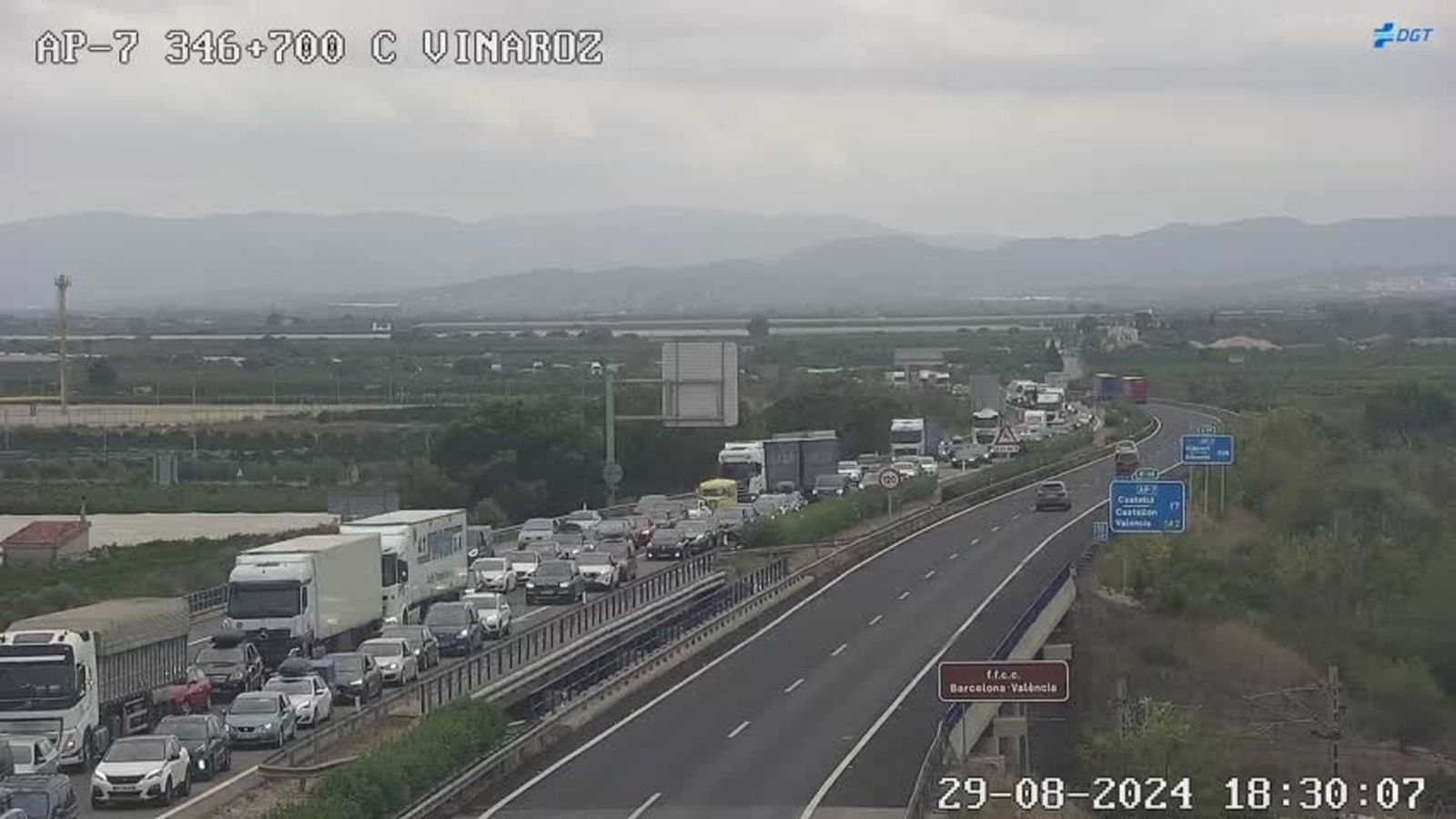 Retencions a l'AP7 a l'altura de Peníscola