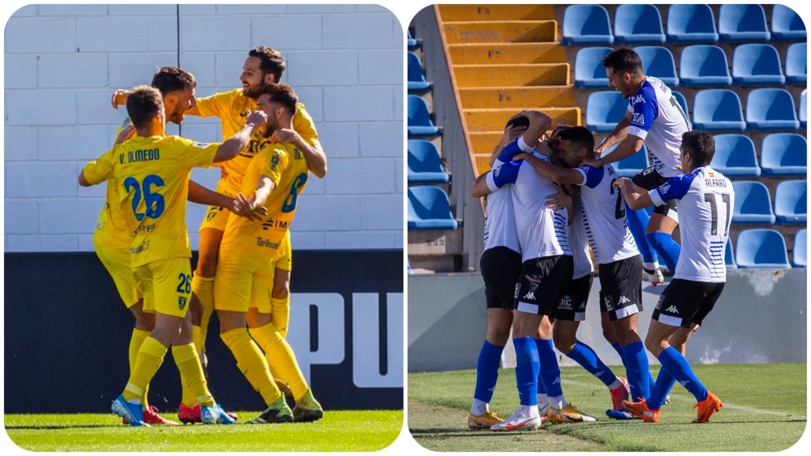 Imatge del Oriola CF i de l'Hèrcules CF en dos partits de lliga