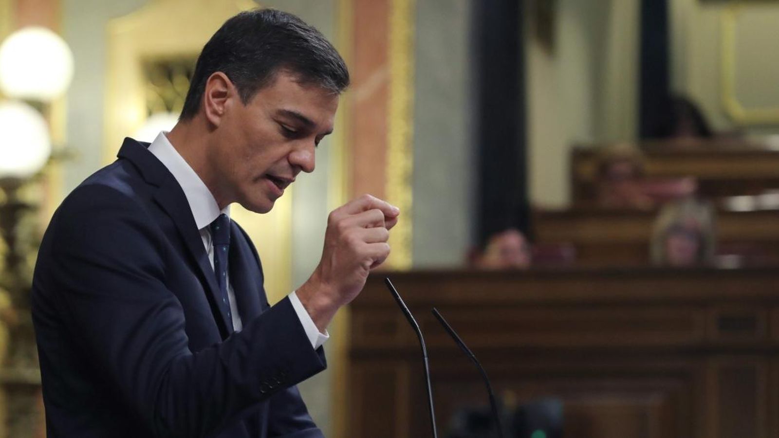 Pedro Sánchez durant la compareixença al Congrés