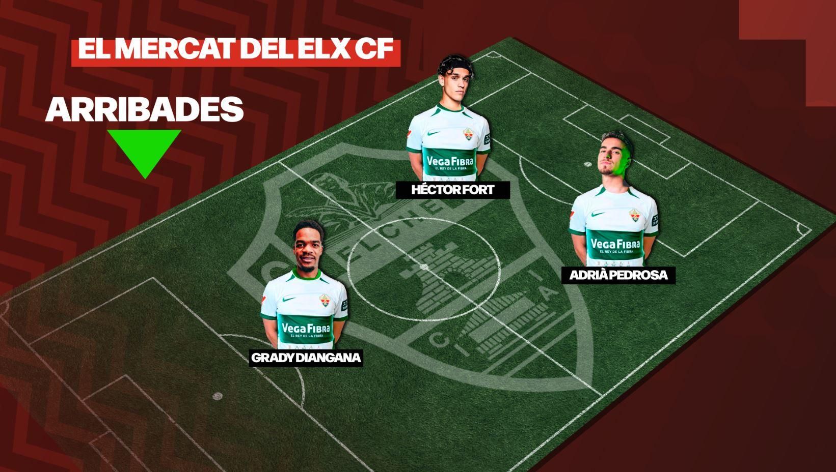 Héctor Fort, Adrià Pedrosa i Grady Diangana, els últims a arribar a l'Elx Héctor Fort, Adrià Pedrosa i Grady Diangana, els últims a arribar a l'Elx