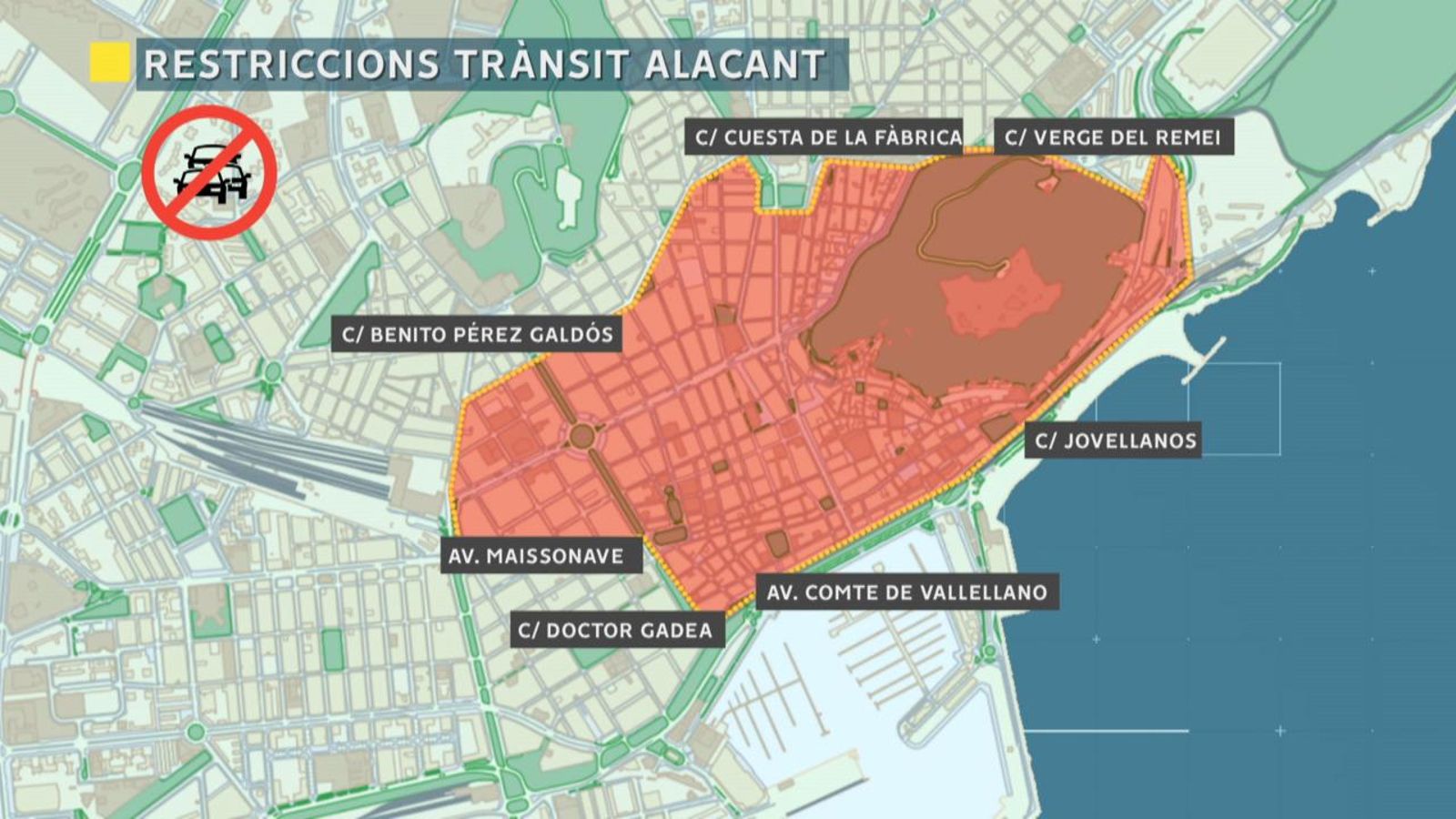 Estos son els carrers tallats durant les festes de Fogueres d'Alacant