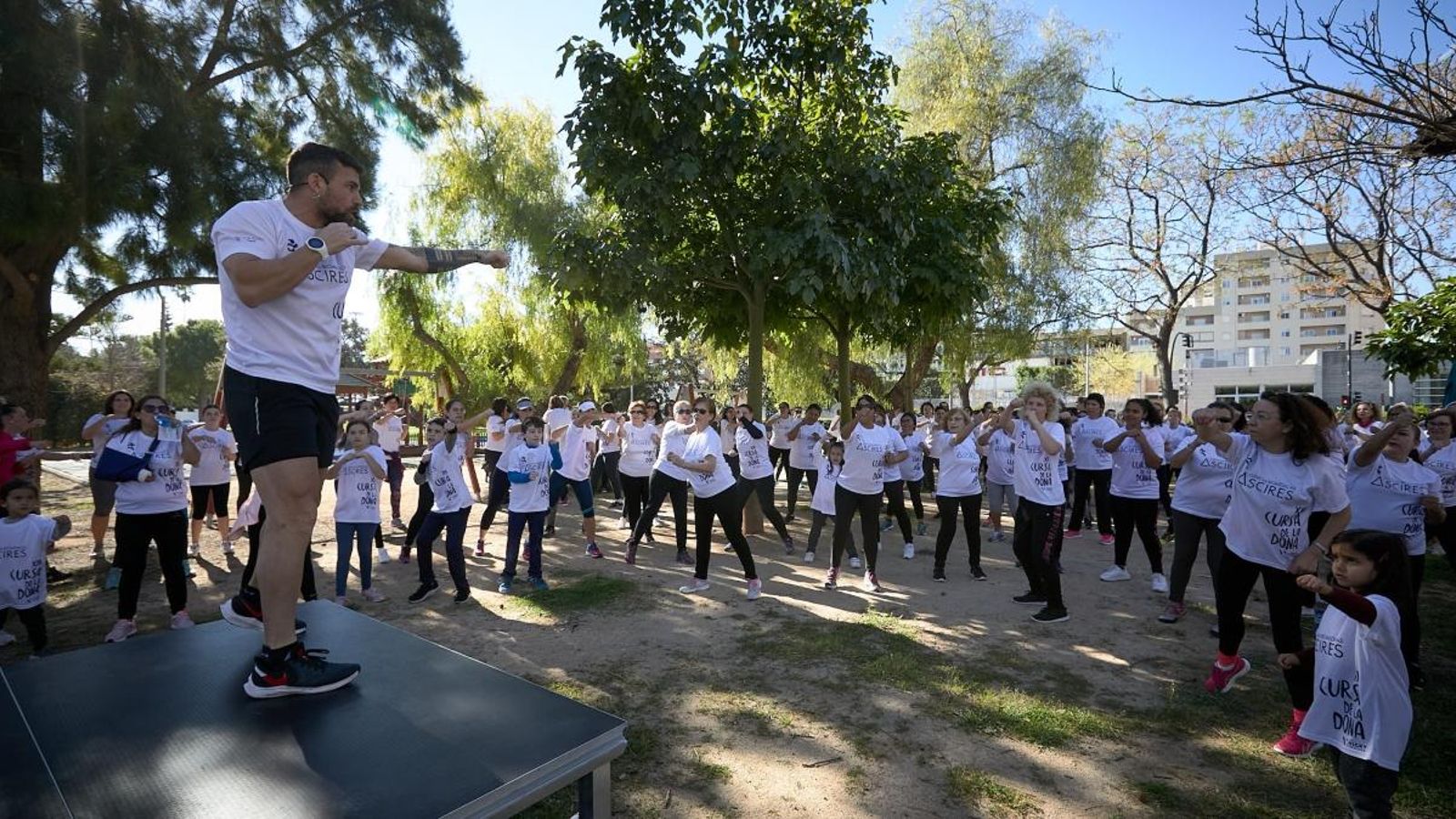 Miguel Ángel García, en un dels entrenaments gratuïts de la Cursa