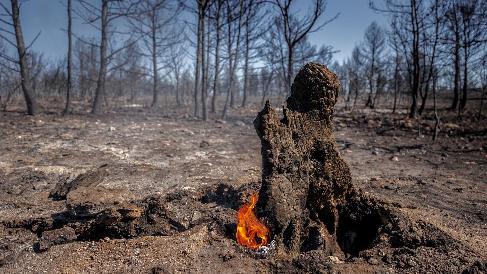 Vista del paisatge després de l'incendi de Begís, aquest dissabte