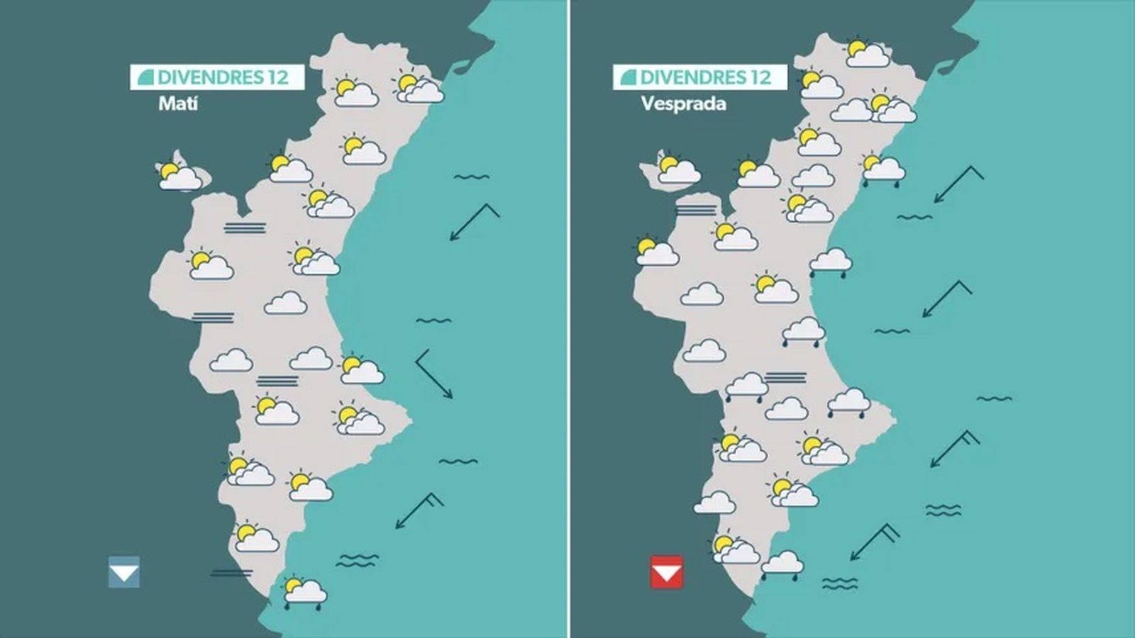 La previsió de l'oratge este divendres