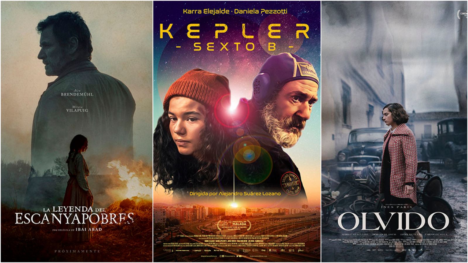 Cartell de les pel·lícules 'Escanyapobres', 'Kepler Sexto B' i 'Olvido'