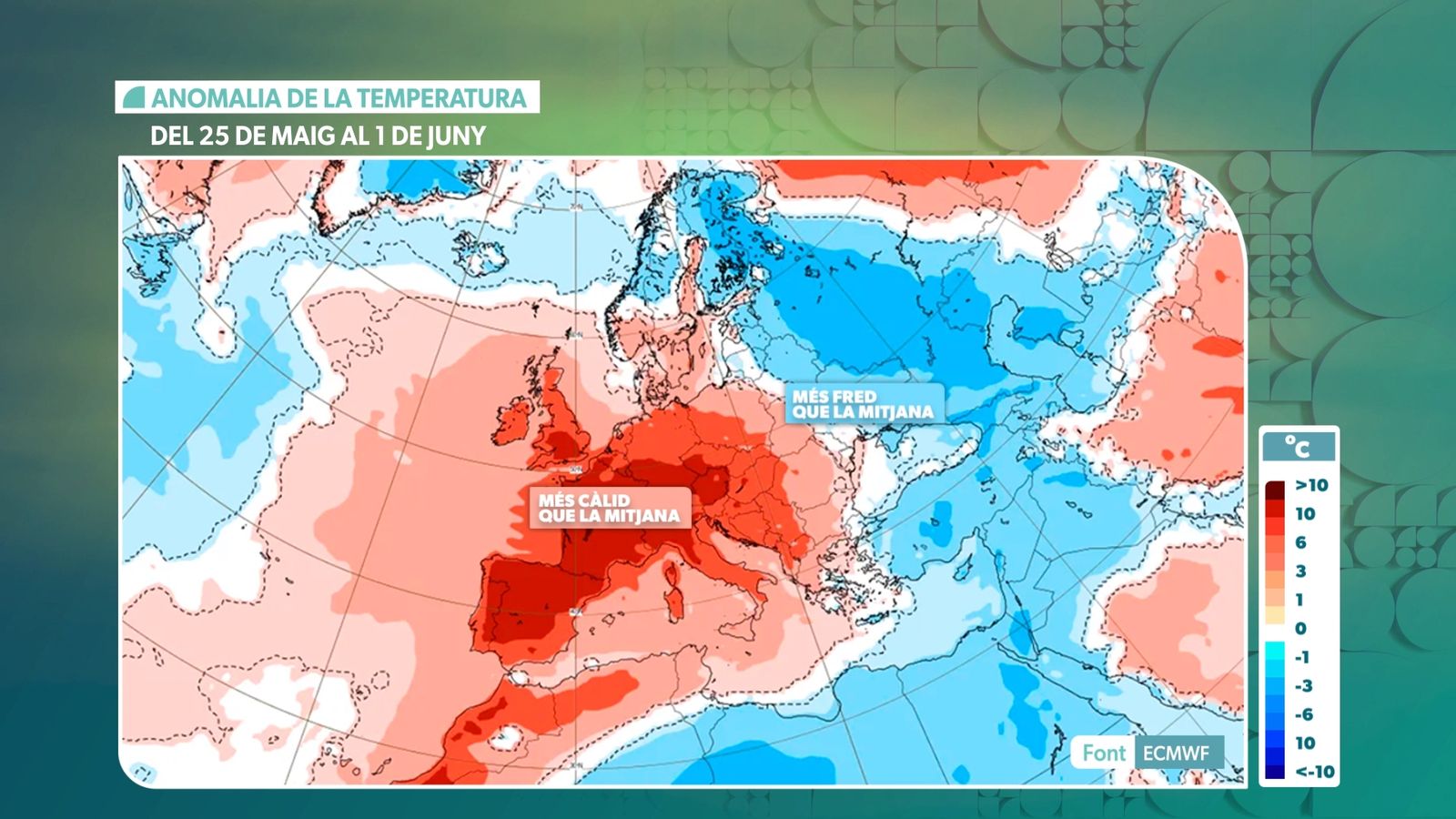 Anomalia setmanal de la temperatura a Europa