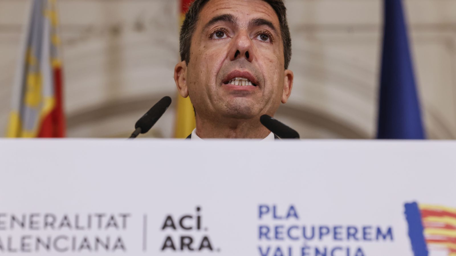 Mazón, el dilluns, en la compareixença on va anunciar un preacord sobre pressupostos