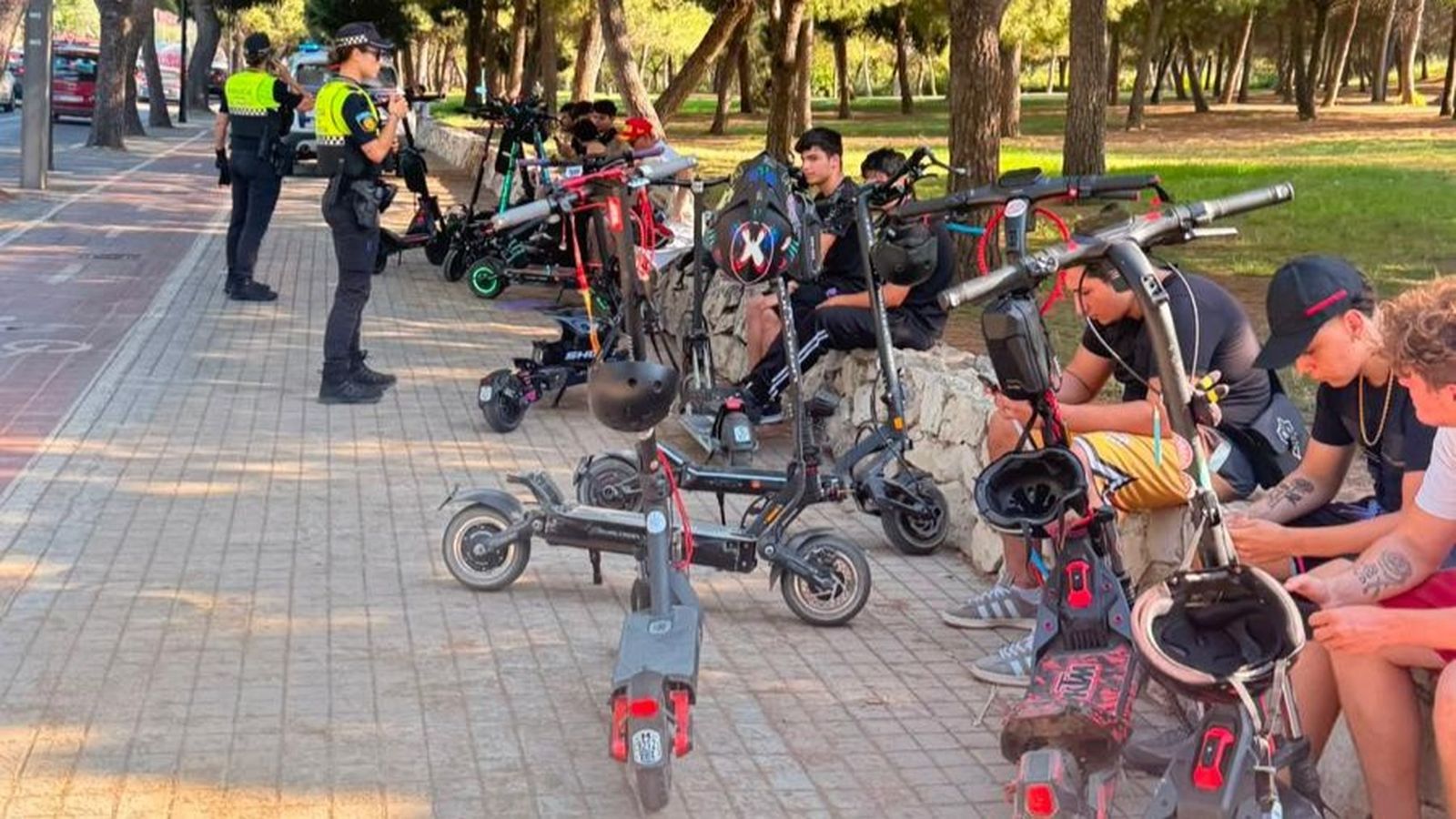 Patinets immobilitzats al Parc de Capçalera de València
