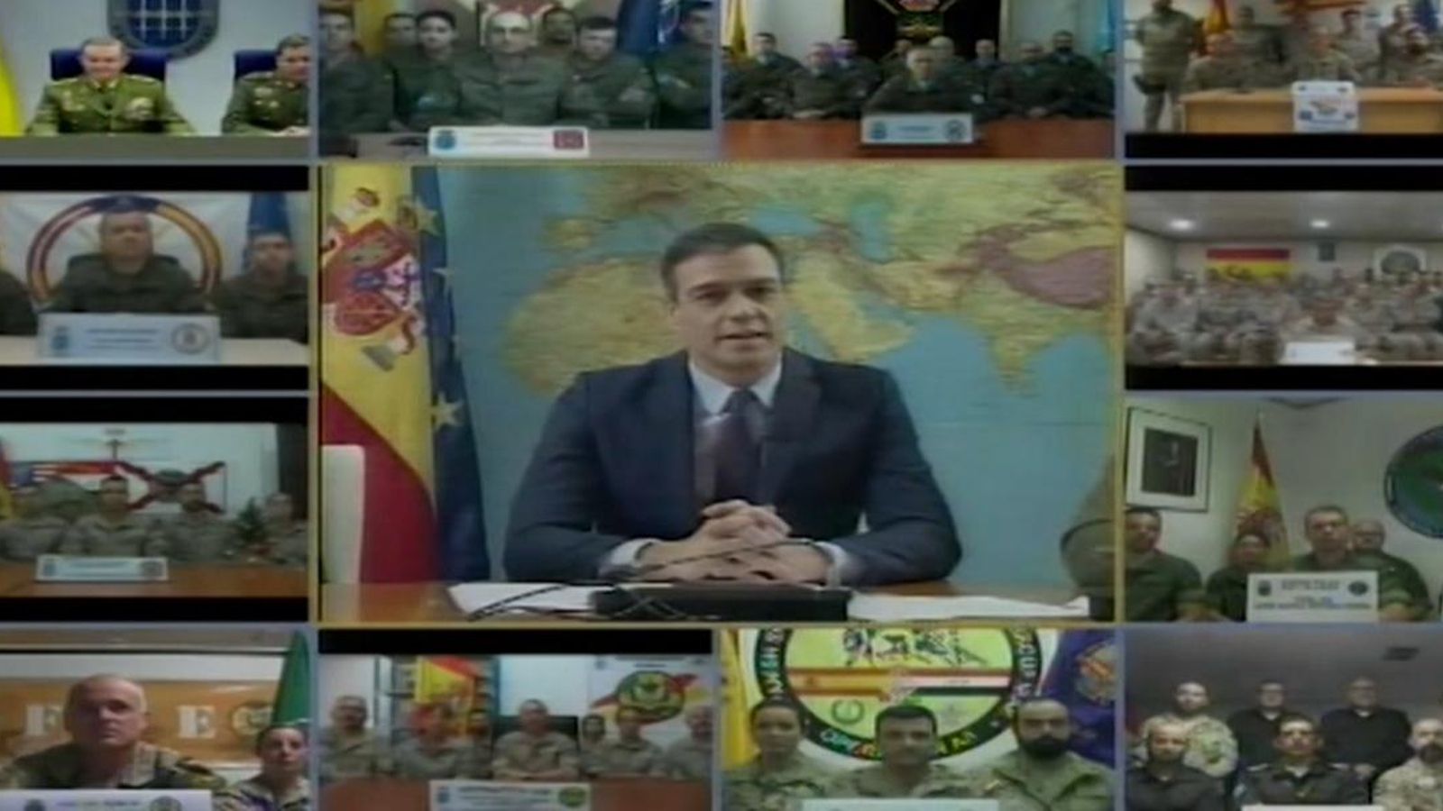 Pedro Sánchez s'ha dirigit a les tropes espanyoles desplegades a l'exterior en una videoconferència