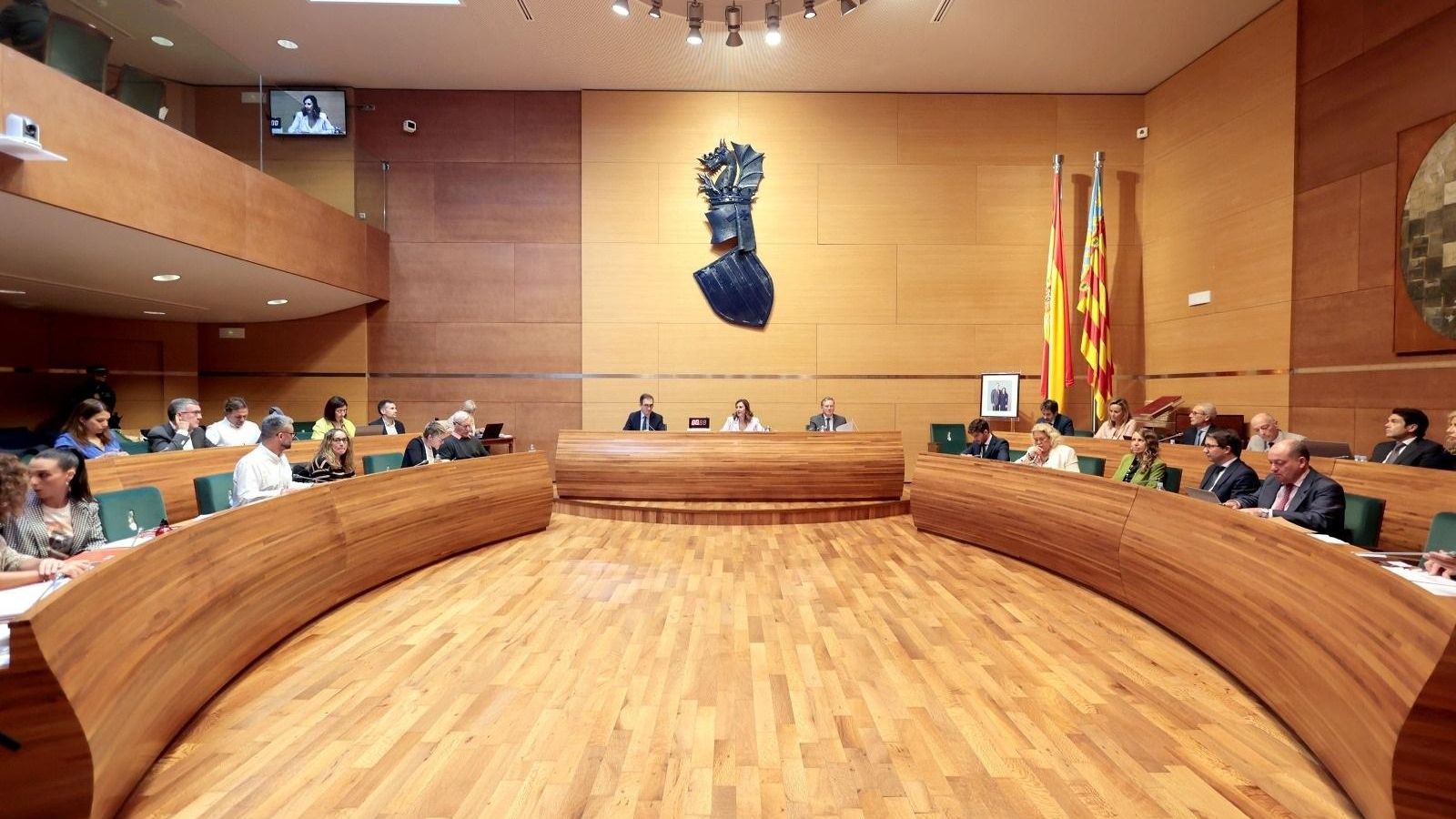 Imatge d'arxiu del ple de l'Ajuntament de València a la diputació, on se celebra per les obres en l'hemicicle del consistori