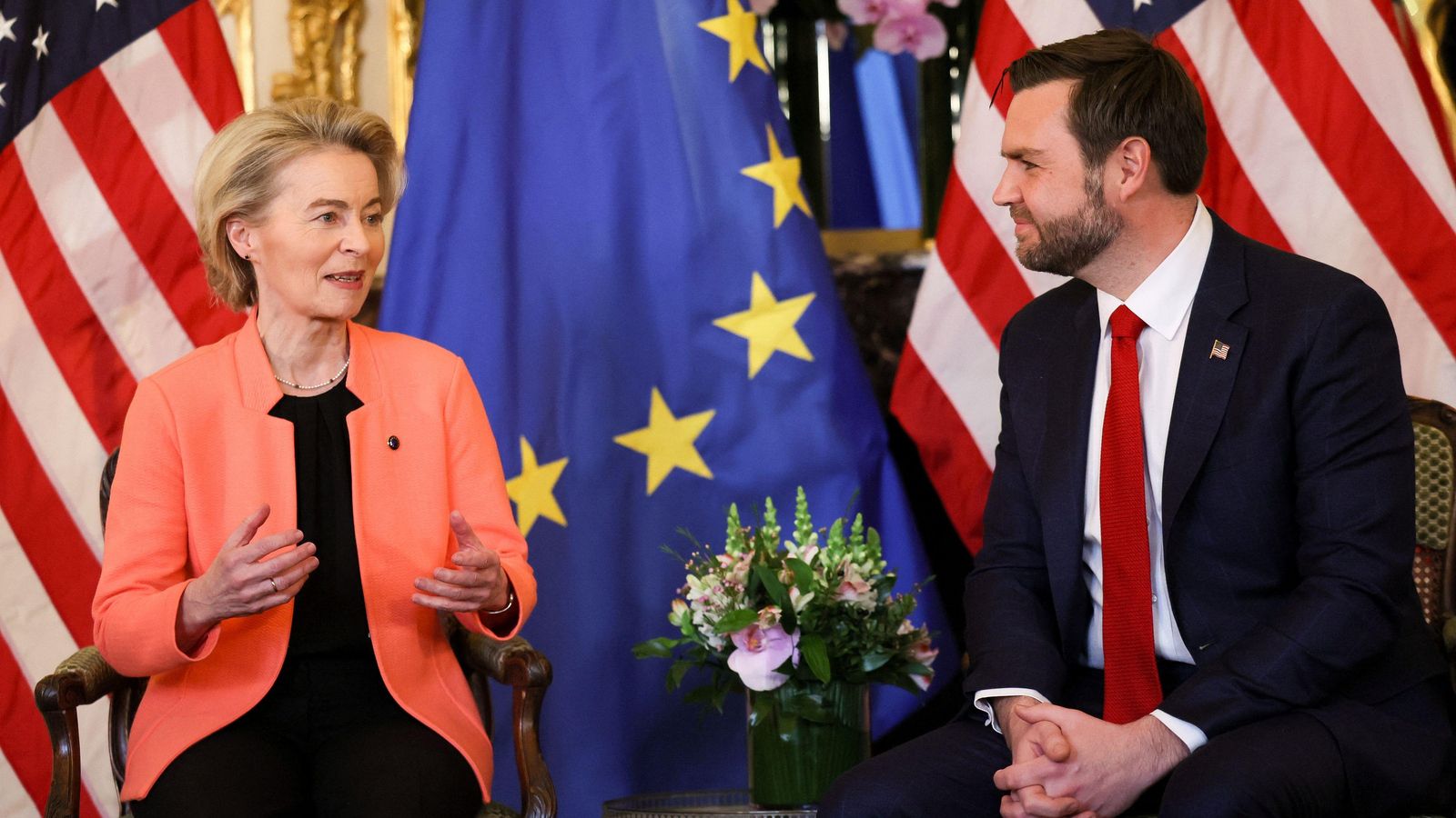 La presidenta de la CE, Ursula von der Leyen, reunida amb el vicepresident dels Estats Units, JD Vance, el passat dimarts La presidenta de la CE, Ursula von der Leyen, reunida amb el vicepresident dels Estats Units, JD Vance, el passat dimarts