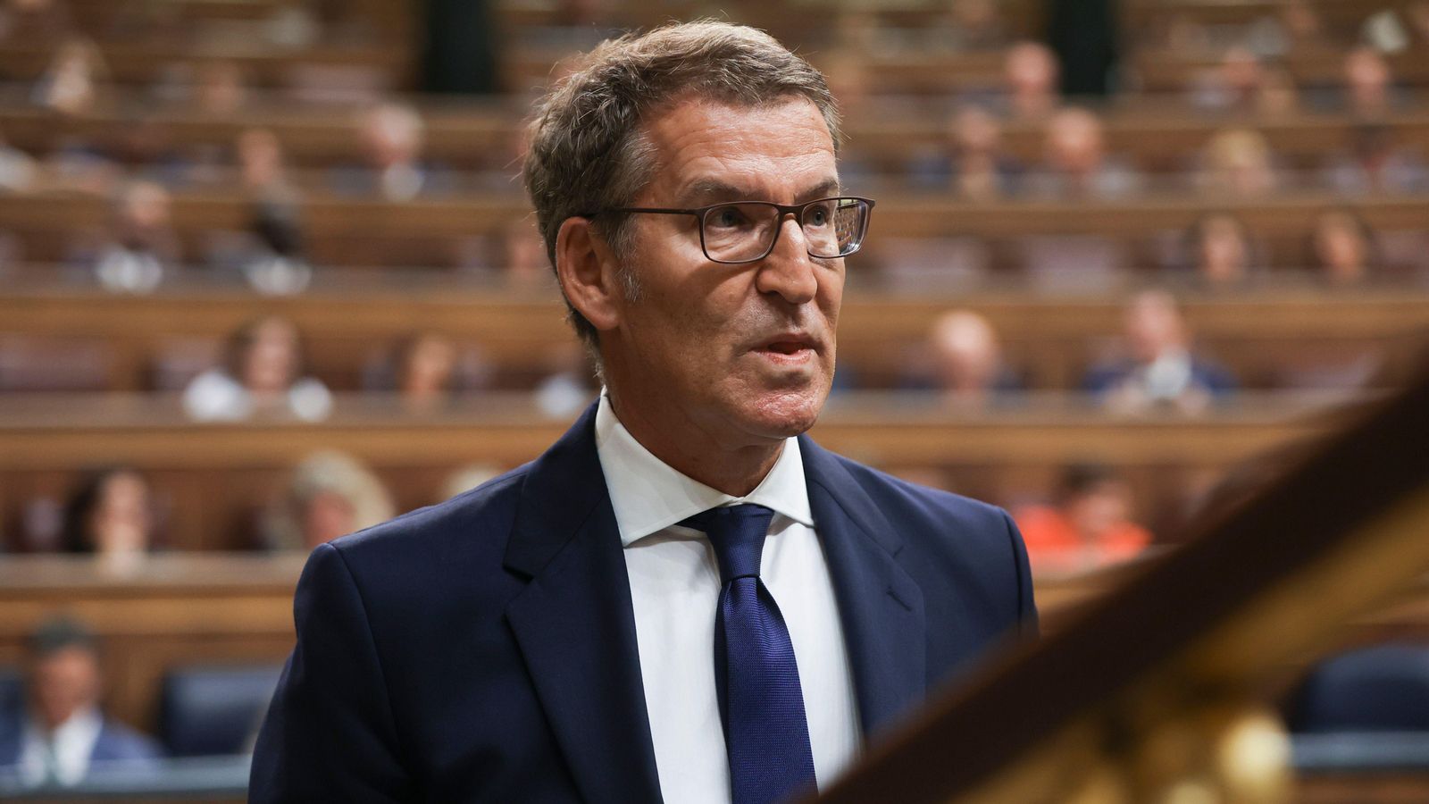 El candidat a la investidura a la presidència del govern espanyol, Alberto Núñez Feijóo, en la primera sessió al Congrés