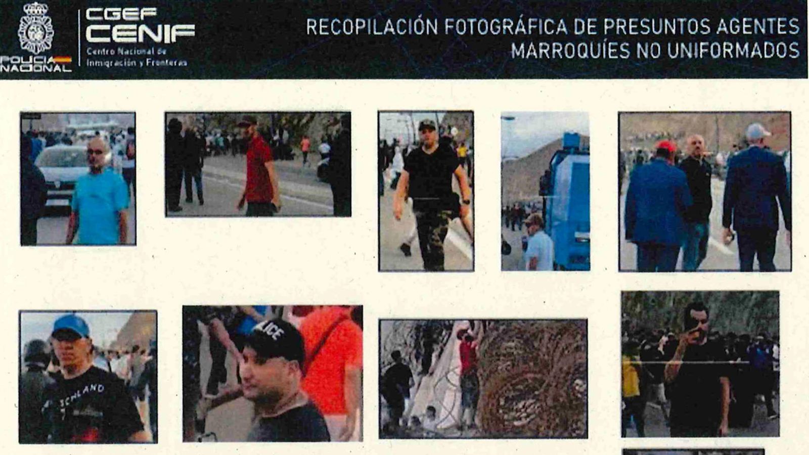 Detall de l'informe amb imatges de persones amb actituds compatiblse amb el seguiment i control des del Marroc