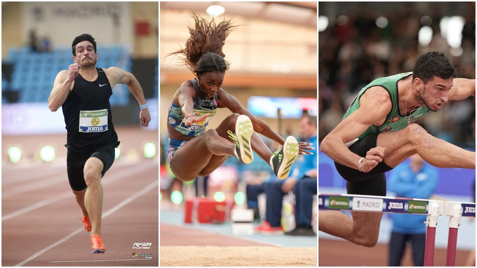 Jorge Ureña, Fátima Diame i Quique Llopis, guanyadors de la medalla d'or, en acció Jorge Ureña, Fátima Diame i Quique Llopis, guanyadors de la medalla d'or, en acció