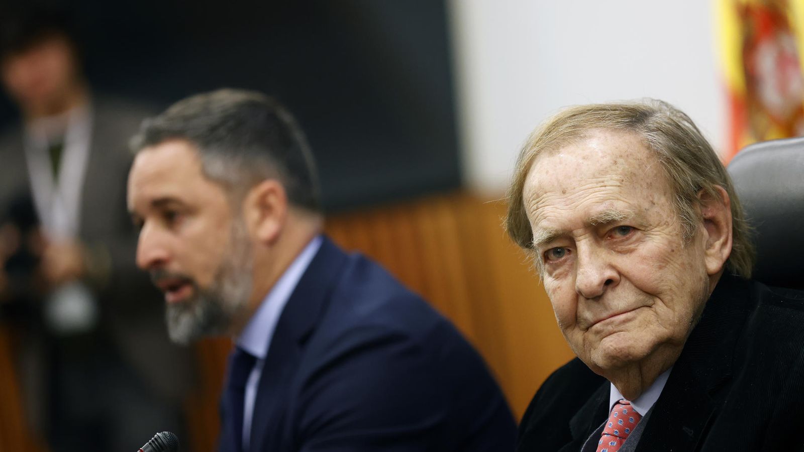 El líder de Vox, Santiago Abascal, i el candidat en la moció de censura, Ramón Tamames